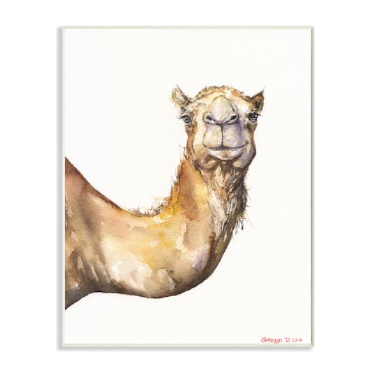 Stupell Industries Camel Side Portrait Desert Animal Tan White Wall Plaque